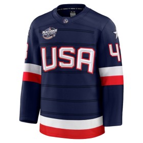 Maillot de Hockey États-Unis 4 Nations Face Off 2025 Fanatics Premium Quinn Hughes Navy - Homme
